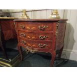 Marquetry Decorated Louis XV Serpentine Front Chest of Drawers Cabriole Supports 46 Inches Wide x 36