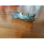 Oriental Carved Dragon Scroll Weight with Ornate Detailing