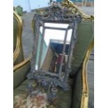 Contemporary Rococo Motif Decorated Mirror with Twin Branch Sconce Apron