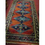 Persian Pure Wool Runner Rug with Geometric Medallions Pattern 43 Inches Wide x 76 Inches Long