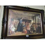 Lithograph Depicting Children Scene in Carved Frame 20 Inches High x 29 Inches Wide