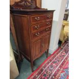 Edwardian Mahogany Music Cabinet Three Drawers Two Doors with Gillows Stamp 21 Inches Wide x 44