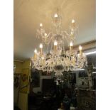 Irish Cut Crystal Chandelier with Ornate Rope Motif Branches and Teardrop Droplet Decoration of