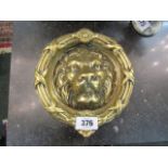 Imposing Antique Brass Lion Mask Motif Door Knocker of Good Weight