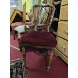 Edwardian Velvet Upholstered Side Chair on Turned Supports