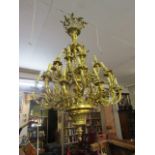 Imposing Cast Brass Ornate Chandelier 40 Inches Wide x 65 Inches High