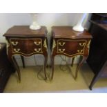 Pair of Ormolu Mounted Kingswood Side Chest of Two Drawers above Cabriole Supports Each