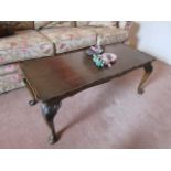 Edwardian Mahogany Chippendale Dishtop Coffee Table on Well Carved Supports Approximately 50