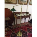 Cast Brass Adjustable Arm Standard or Study Lamp on Base Approximately 5ft High