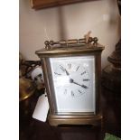 Victorian Brass Cased Carriage Clock with Carry Handle Approximately 5 Inches High