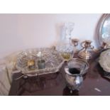 Cut Crystal Decanter with Another Crystal Table Centrepiece Cut Crystal Wine Coaster Silver