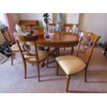 Set of Six Walnut Dining Chairs with Upholstered Seats above Tapering Supports