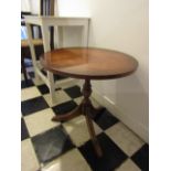 Figured Walnut Circular Form Occasional or End Table on Reeded Tripod Support Approximately 20