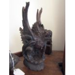 Antique Eastern Carved Hardwood Figure of Griffin 9 Inches High