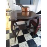 Edwardian Shaped Topped Square Form Occasional Table on Shaped Supports Approximately 22 Inches