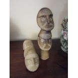 Two South Sea Island Carved Stone Figures of Some Age Tallest 5 Inches High