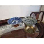 Two Chinese Bowls and another Chinese Engraved Dish Three in Lot