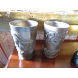 Two Antique Chinese Cups Decorated with Dragons Each Approximately 5 Inches High