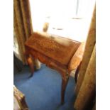 Victorian Burr Walnut Marquetry Decorated Fall Front Bureau with Fitted Interior and Ormolu Mounts