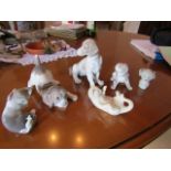 Collection of Six Porcelain Figures Lladro Tallest 3 Inches High