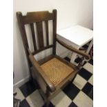 Edwardian Oak Bergere Seat Commode Armchair