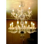 Irish Cut Crystal Chandelier of Imposing Size with Various Hanging Lustres etc Complete and In