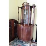 Antique Mahogany Bow Front Display Cabinet with Glazed Upper Part above Cupboard Base 3ft 2 Inches