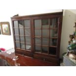 Wall Mounted Two Drawer Mahogany Cabinet with Two Shelves to Lower Part Unusual Configuration of