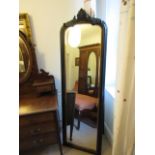 Valet Mirror Approximately 6ft High with Upper Cartouche Decoration and Gilt Inset Inner Slip with