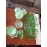 Emerald Frosted Crystal Tableware Including Nut Tray Quantity As Photographed