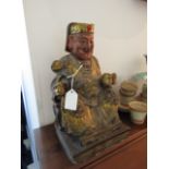 Carved Figure of Seated God Approximately 10 Inches High