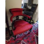 Edwardian Red Velvet Upholstered Armchair