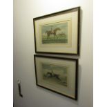 Pair of Antique Racing Scene Engravings contained within Ebonised Frames Each Approximately 10