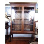 Irish Two Door Astral Glazed Mahogany Bookcase above Claw and Ball Supports 4ft Wide x 5ft 10 Inches