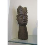 African Bronze Figure of Man with Hat Approximately 9 Inches High