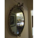 Victorian Ribbon Motif Oval Form Wall Mirror Approximately 28 Inches High