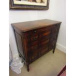 Figured Mahogany Chest of Drawers with Pullout Brushing Slide above Ring Turned Supports