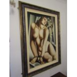 Waterman School Portrait of Nude Contained within Gilded Frame Signed Laura Wright Approximately