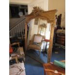 Victorian Gilded Overmantle Mirror with Lovebird and Arrow Motif Decorations to Upper Part 5ft