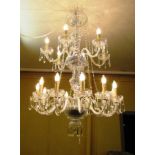 Matching Irish Cut Crystal Chandelier of Imposing Size with Various Hanging Lustres etc Complete and