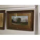 Edwardian School Landscape Contained within a Gilt Frame Approximately 24 Inches Wide