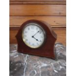 Edwardian Mahogany Framed Dome Top Mantle Clock 9 Inches High