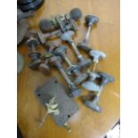 Various Door Handles and Lock Including Victorian Turned Wooden Pair of Door Handles Originally from