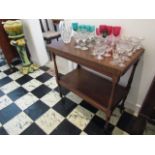 Edwardian Two Tier Wheeled Serving Trolley with Foldover Swivel Top