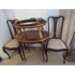 Pair of Antique and Marquetry Decorated Side Chairs above Cabriole Supports