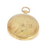 A GOLD POCKET WATCH, SWISS, CIRCA 1880 key wound four jewel cylinder escapement bar movement,