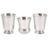 A PAIR OF FRENCH SILVER BEAKERS AND ANOTHER BEAKER, ALL MAISON CHRISTOFLE, PARIS, 20TH CENTURY the