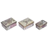 TWO GERMAN ENAMEL SEVEN YEARS WAR COMMEMORATIVE SNUFF BOXES, BERLIN, CIRCA 1765 rectangular, painted