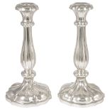 A PAIR OF AUSTRIAN SILVER CANDLESTICKS, POSSIBLY FRANZ ZEITLER, VIENNA, 1850 fluted shaped