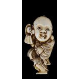 ˜A JAPANESE IVORY NETSUKE OF FUKUSUKE, EDO PERIOD, 19TH CENTURY carved as the boy dancer standing